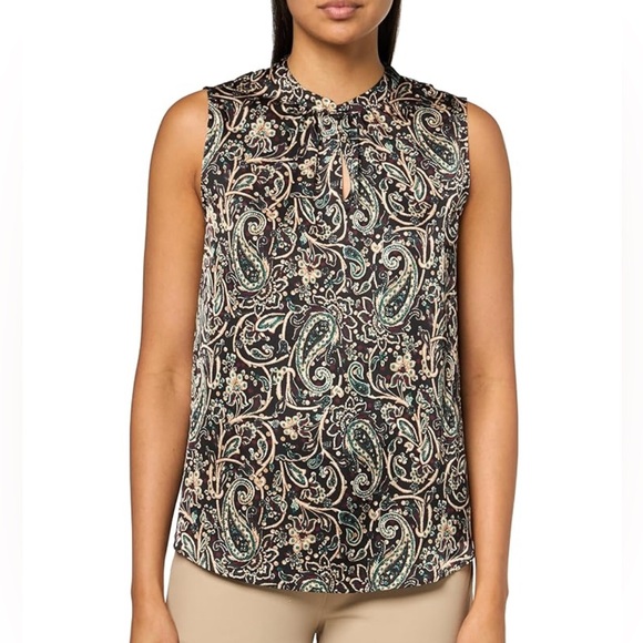 W5 Paisley Sleeveless Blouse - Black and Cream - Picture 1 of 3